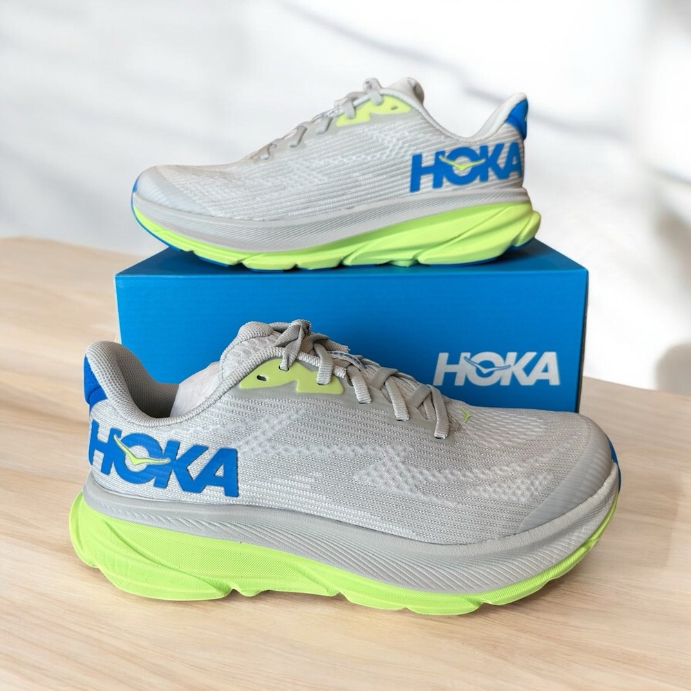 HOKA ONE ONE Y Clifton 9‎ Youth 4.5/Women 6 MD 1131170 STLC Gray Volt Blue NEW